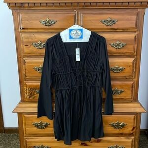 J Crew Tiered Tie-front Beach Dress in Black size XS